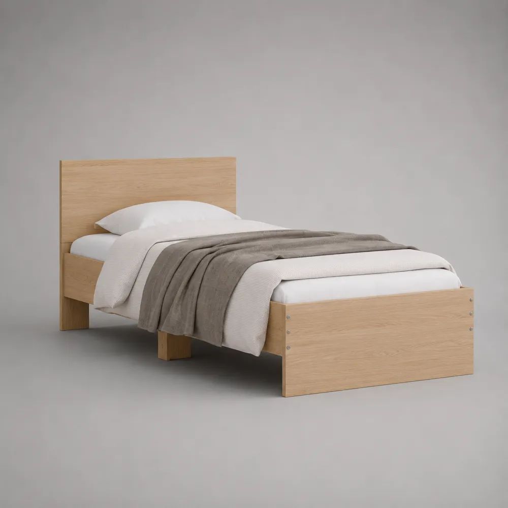 Struttura letto singolo in legno effetto rovere naturale, 96 x 206 x 100 cm, per materasso 90 x 200 cm
