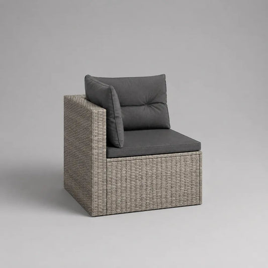 Modulo laterale per divano da giardino con bracciolo in rattan PE e acciaio, grigio chiaro e antracite, 72 x 75 x 84 cm