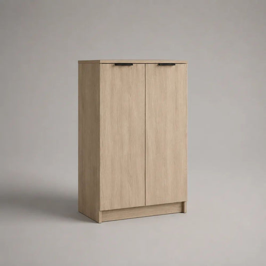 Scarpiera a 2 ante in pannello truciolare melaminico effetto rovere chiaro, 70 × 35 × 110 cm